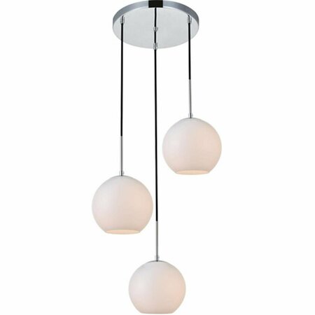 CLING Baxter 3 Lights Pendant Ceiling Light with Frosted White Glass, Chrome CL2571149